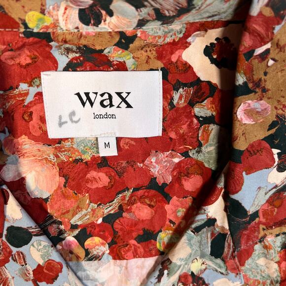 Wax London Mens Medium Floral Button Shirt Red Resort Vacation Hawaiian - Picture 3 of 6